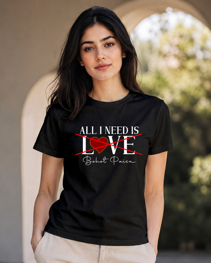 Paisa Over Love Funny Graphic Unisex Classic Crew T-Shirt