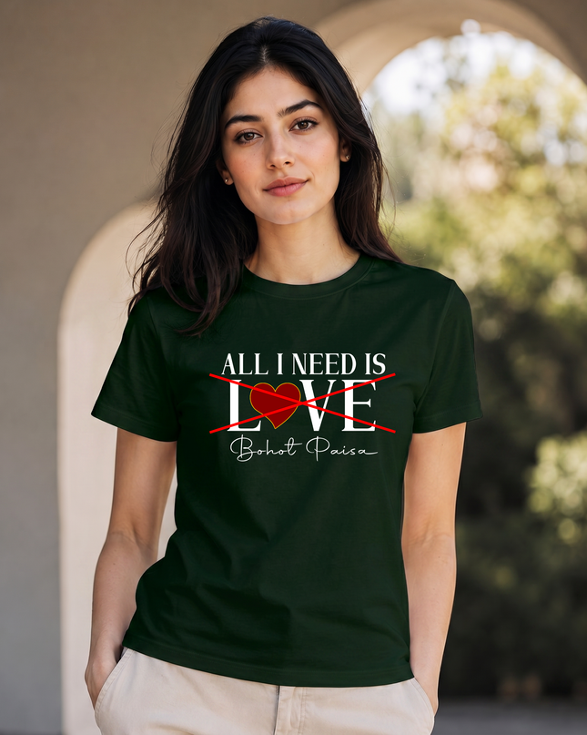 Paisa Over Love Funny Graphic Unisex Classic Crew T-Shirt