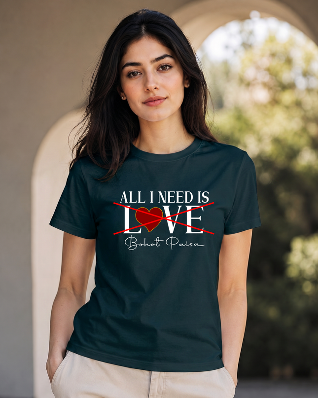 Paisa Over Love Funny Graphic Unisex Classic Crew T-Shirt