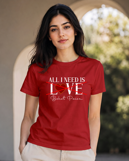 Paisa Over Love Funny Graphic Unisex Classic Crew T-Shirt