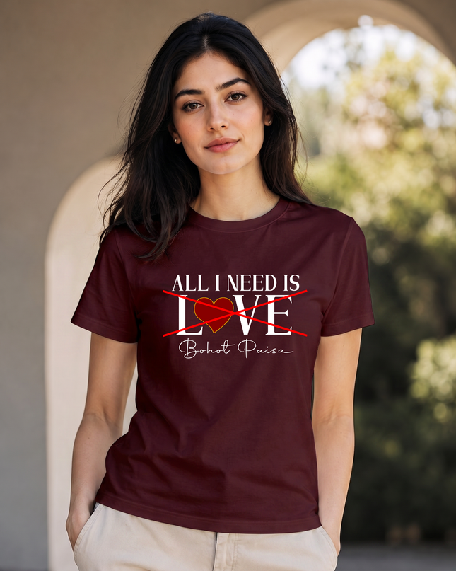Paisa Over Love Funny Graphic Unisex Classic Crew T-Shirt