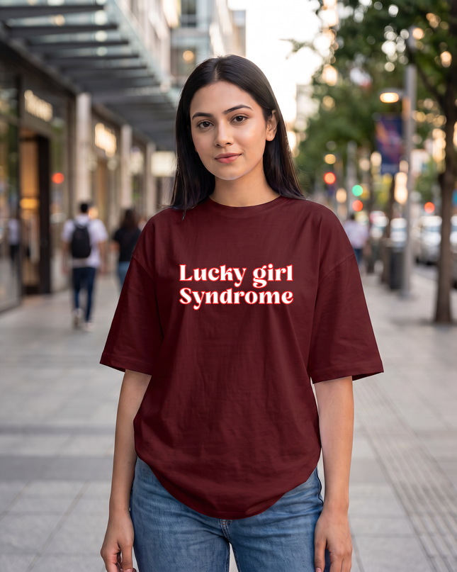 Lucky Girl Syndrome Graphic Women's Oversized Classic T-Shirt
