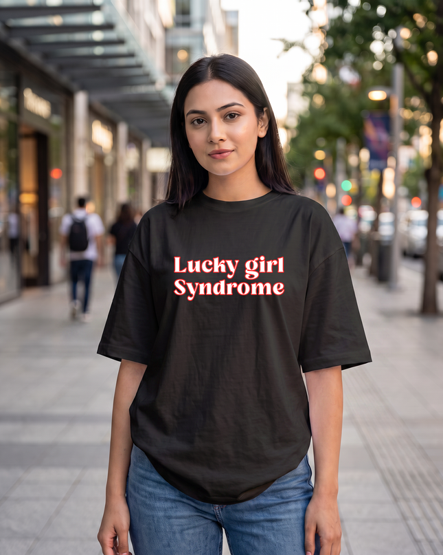 Lucky Girl Syndrome Graphic Women's Oversized Classic T-Shirt