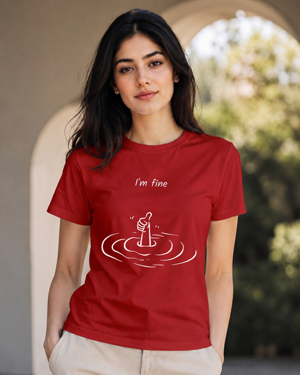 I'm Fine Thumbs Up Graphic Unisex Classic Crew T-Shirt