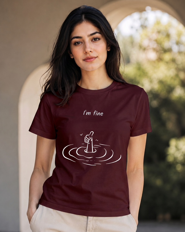 I'm Fine Thumbs Up Graphic Unisex Classic Crew T-Shirt