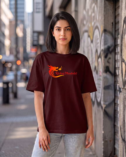 Rising Phoenix Print Women's Oversized Classic T-Shirt