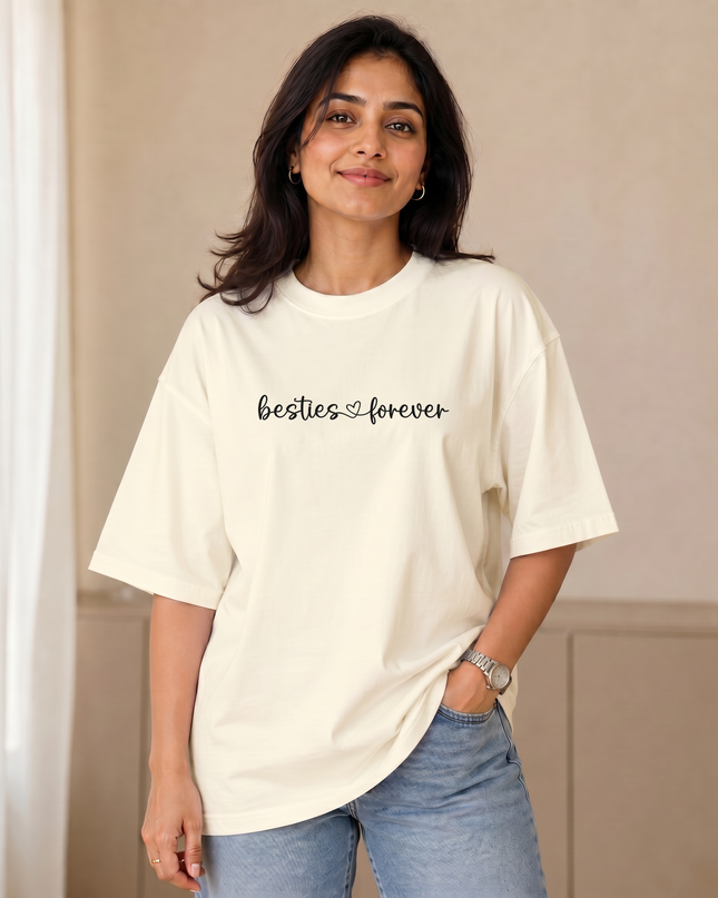 Besties Forever Stylish Women's Oversized Classic T-Shirt