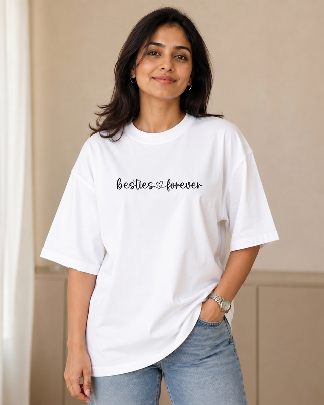 Besties Forever Stylish Women's Oversized Classic T-Shirt