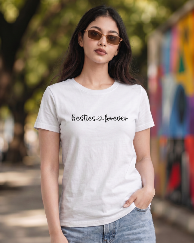 Besties Forever Stylish Women's Classic Crew T-Shirt