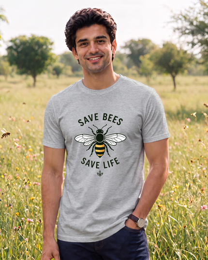 Save Bees Save Life Graphic Classic Crew T-Shirt