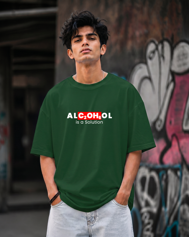 Alcohol Is a Solution Print Unisex Oversized Classic T-Shirt