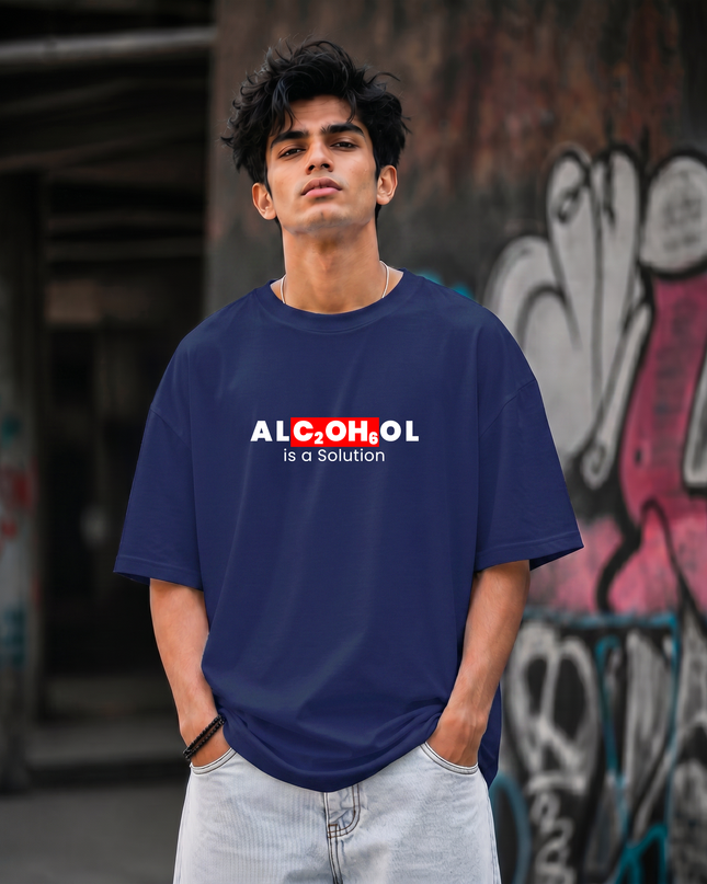 Alcohol Is a Solution Print Unisex Oversized Classic T-Shirt