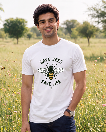 Save Bees Save Life Graphic Classic Crew T-Shirt