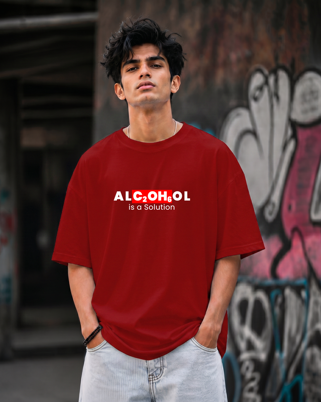 Alcohol Is a Solution Print Unisex Oversized Classic T-Shirt