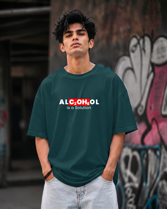 Alcohol Is a Solution Print Unisex Oversized Classic T-Shirt