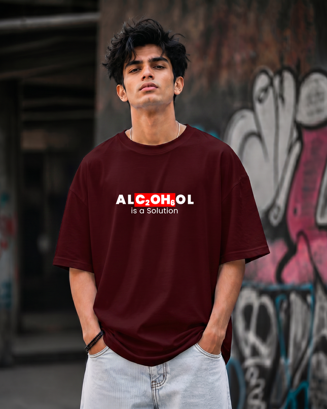 Alcohol Is a Solution Print Unisex Oversized Classic T-Shirt