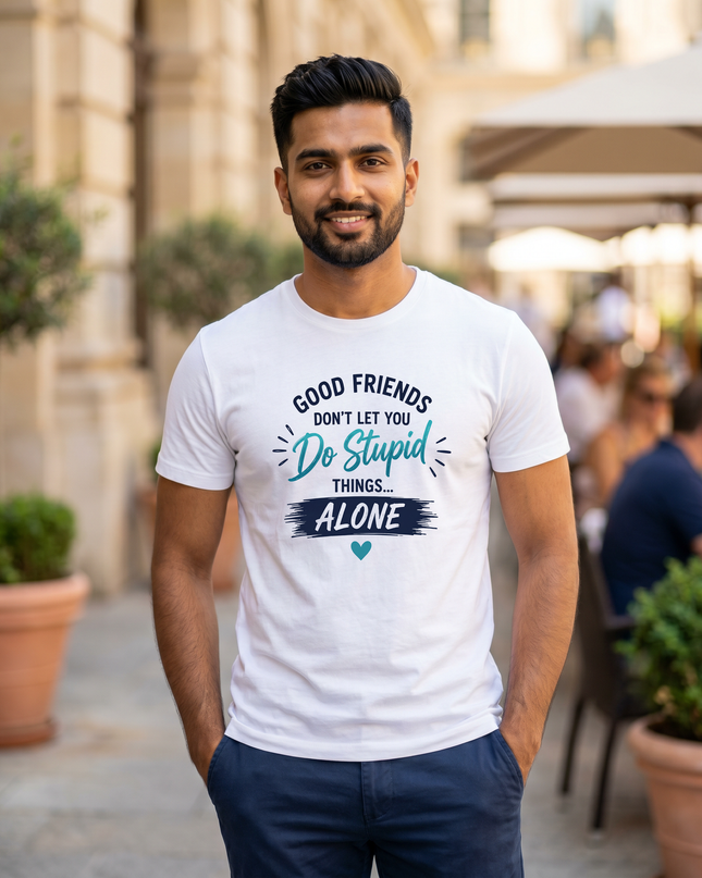 Good Friends Quote Graphic Classic Crew T-Shirt