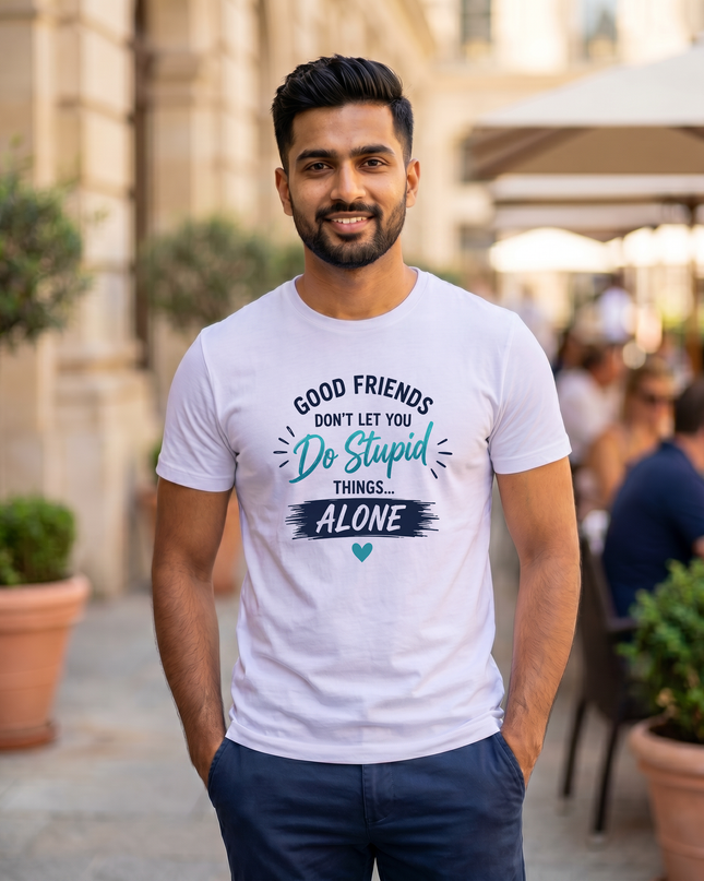 Good Friends Quote Graphic Classic Crew T-Shirt