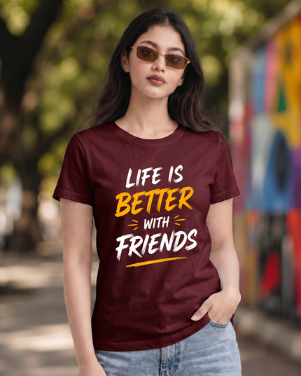 Life Is Better With Friends Women's Classic Crew T-Shirt