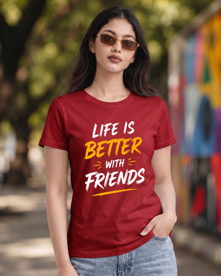Life Is Better With Friends Women's Classic Crew T-Shirt