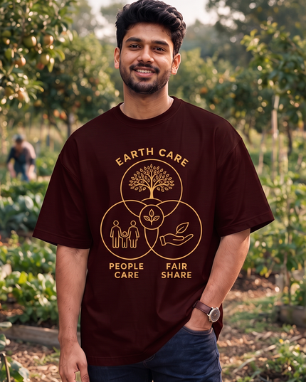 Earth Care People Care Fair Share Graphic Oversized Classic T-Shirt