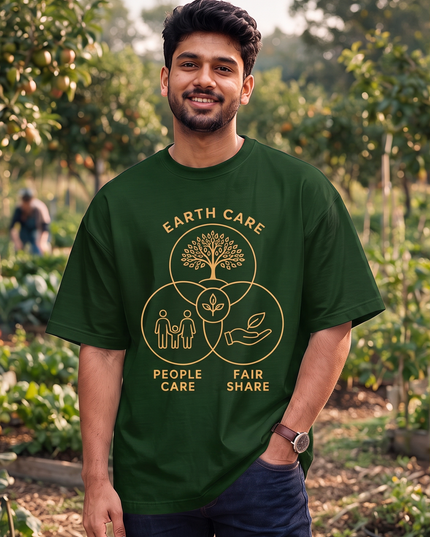Earth Care People Care Fair Share Graphic Oversized Classic T-Shirt