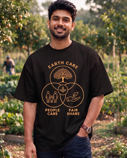 Earth Care People Care Fair Share Graphic Oversized Classic T-Shirt
