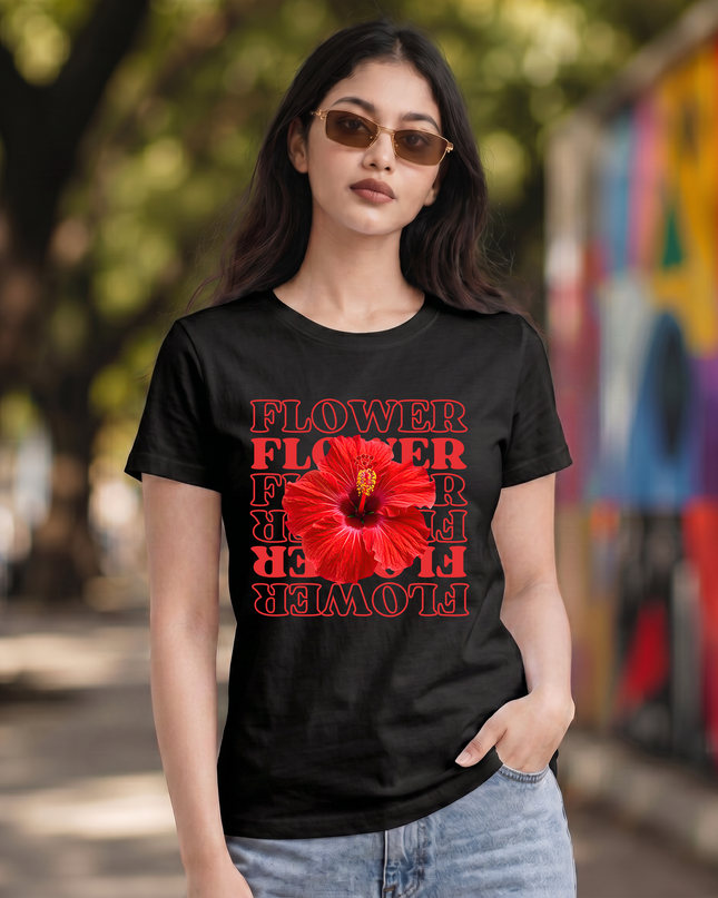Flower Graphic Unisex Classic Crew T-Shirt