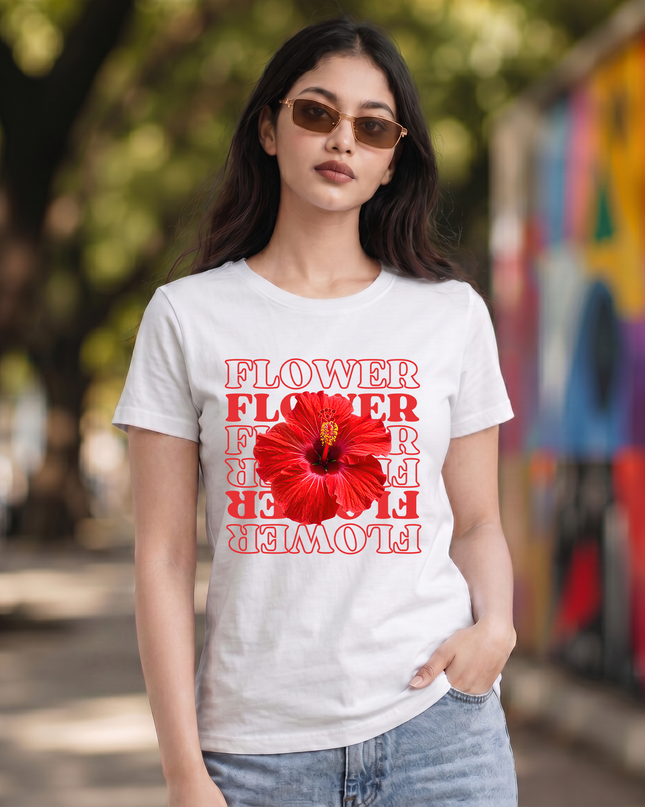Stylish Graphic Flower Unisex Classic Crew T-Shirt