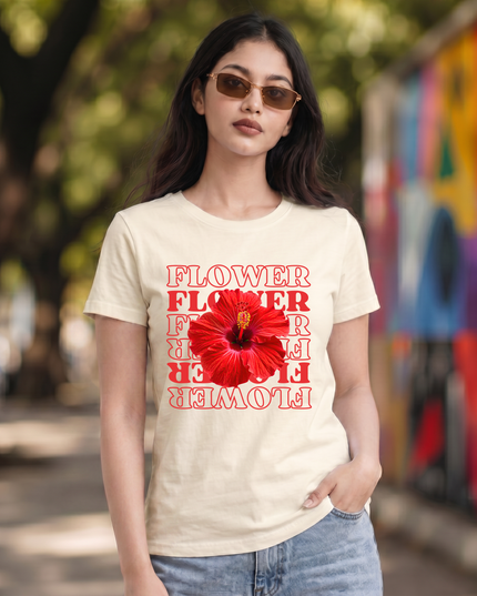 Stylish Graphic Flower Unisex Classic Crew T-Shirt