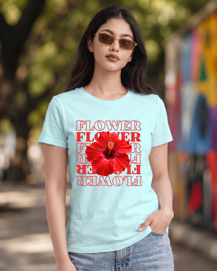 Stylish Graphic Flower Unisex Classic Crew T-Shirt