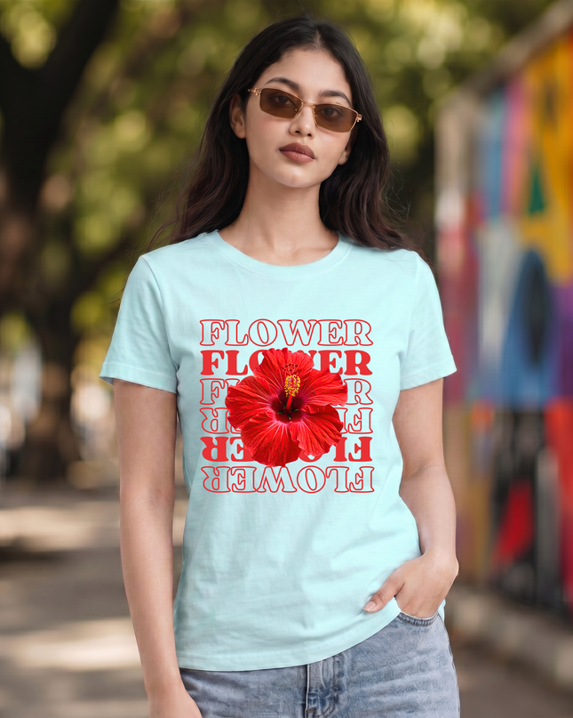 Stylish Graphic Flower Unisex Classic Crew T-Shirt