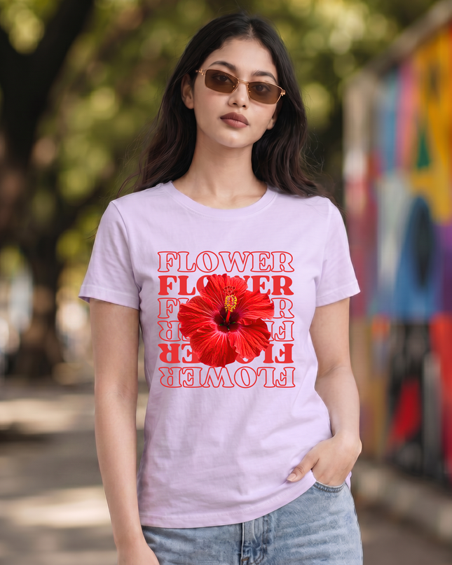 Stylish Graphic Flower Unisex Classic Crew T-Shirt