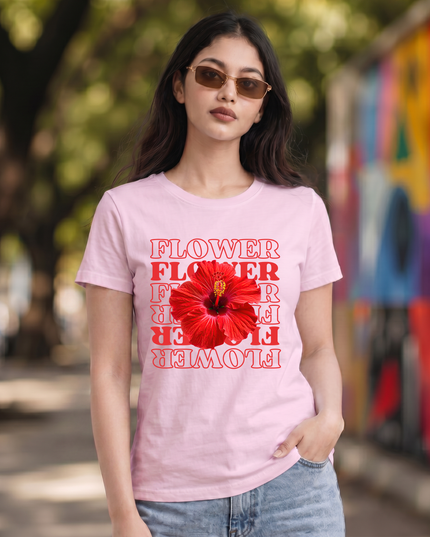 Stylish Graphic Flower Unisex Classic Crew T-Shirt