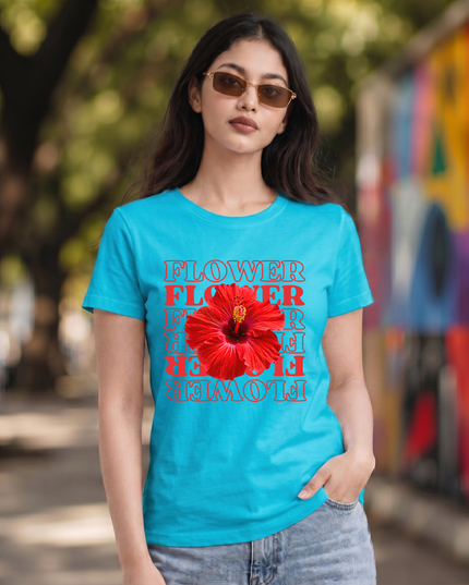 Stylish Graphic Flower Unisex Classic Crew T-Shirt