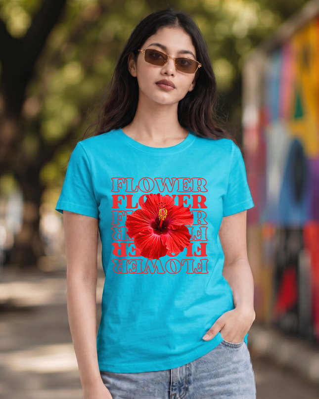 Stylish Graphic Flower Unisex Classic Crew T-Shirt