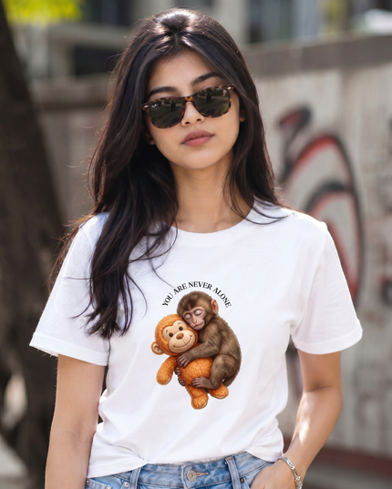You Are Never Alone Cute Monkey Graphic Unisex Classic Crew T-Shirt