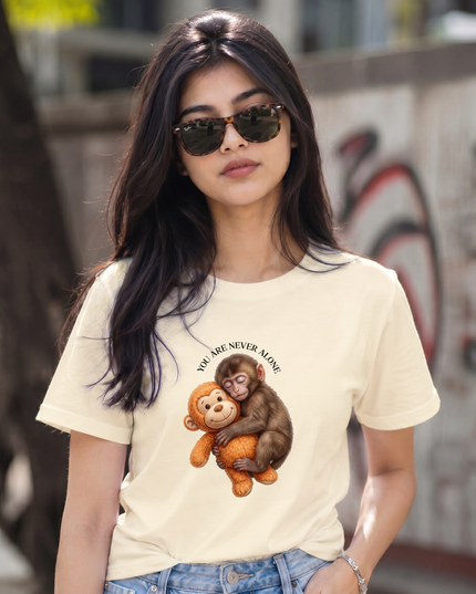 You Are Never Alone Cute Monkey Graphic Unisex Classic Crew T-Shirt
