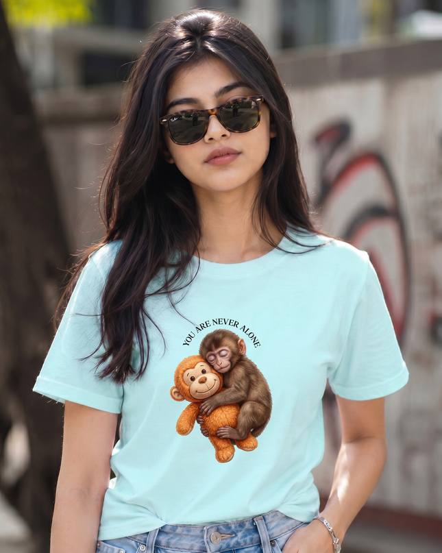 You Are Never Alone Cute Monkey Graphic Unisex Classic Crew T-Shirt