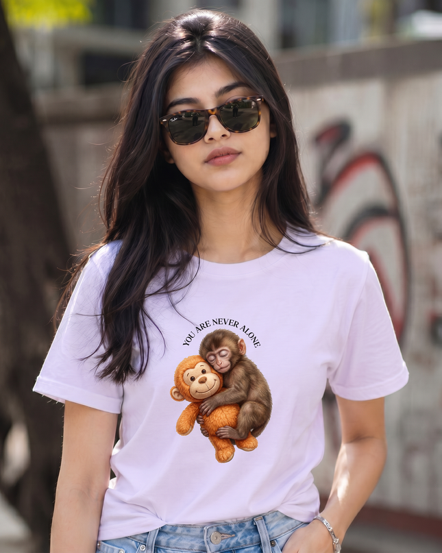 You Are Never Alone Cute Monkey Graphic Unisex Classic Crew T-Shirt