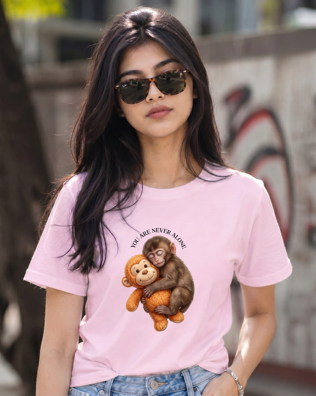 You Are Never Alone Cute Monkey Graphic Unisex Classic Crew T-Shirt