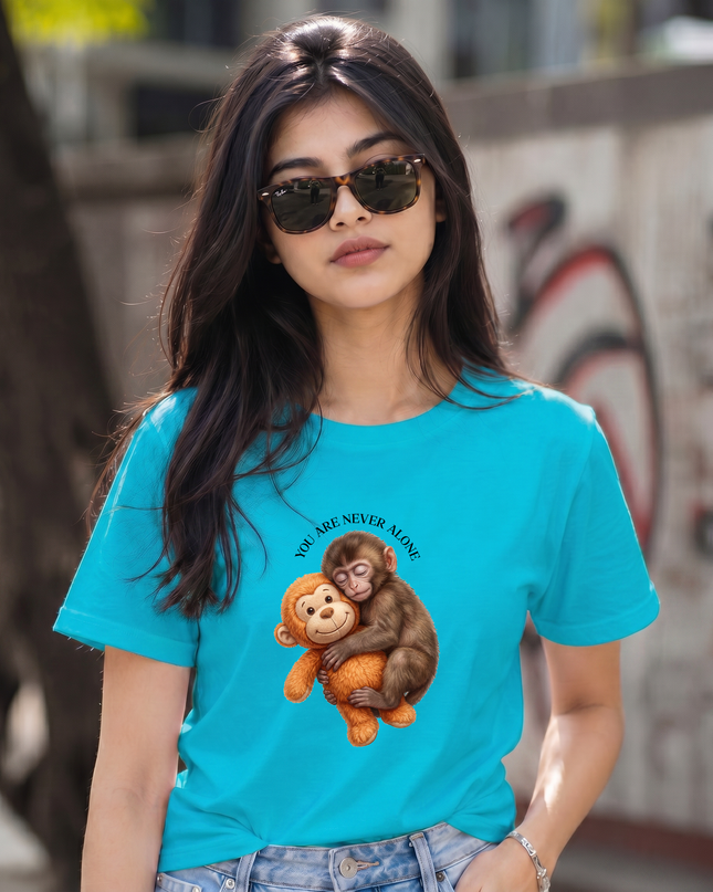 You Are Never Alone Cute Monkey Graphic Unisex Classic Crew T-Shirt