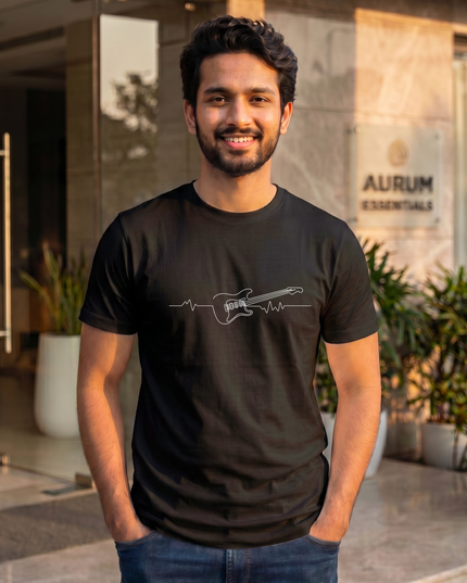 Guitar Heartbeat Men's Classic Crew T-Shirt