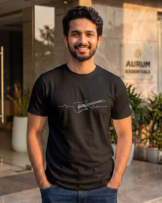 Guitar Heartbeat Men's Classic Crew T-Shirt