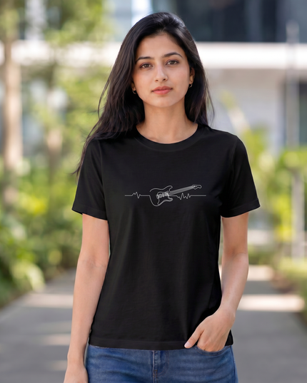 Guitar Heartbeat Women's Classic Crew T-Shirt