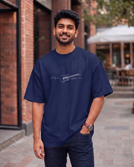 Guitar Heartbeat Men's Oversized Classic T-Shirt