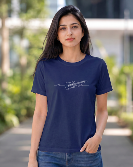 Guitar Heartbeat Women's Classic Crew T-Shirt