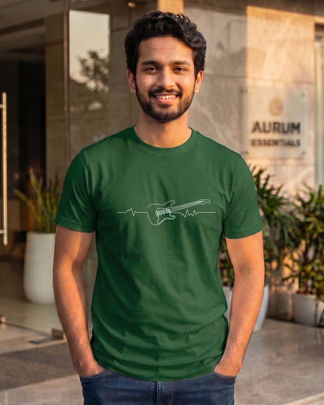 Guitar Heartbeat Men's Classic Crew T-Shirt