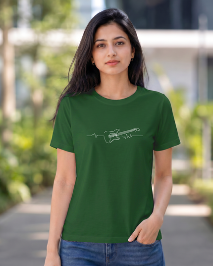 Guitar Heartbeat Women's Classic Crew T-Shirt