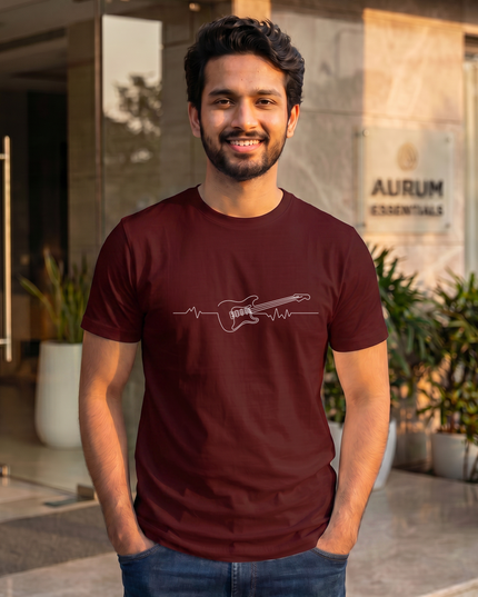 Guitar Heartbeat Men's Classic Crew T-Shirt